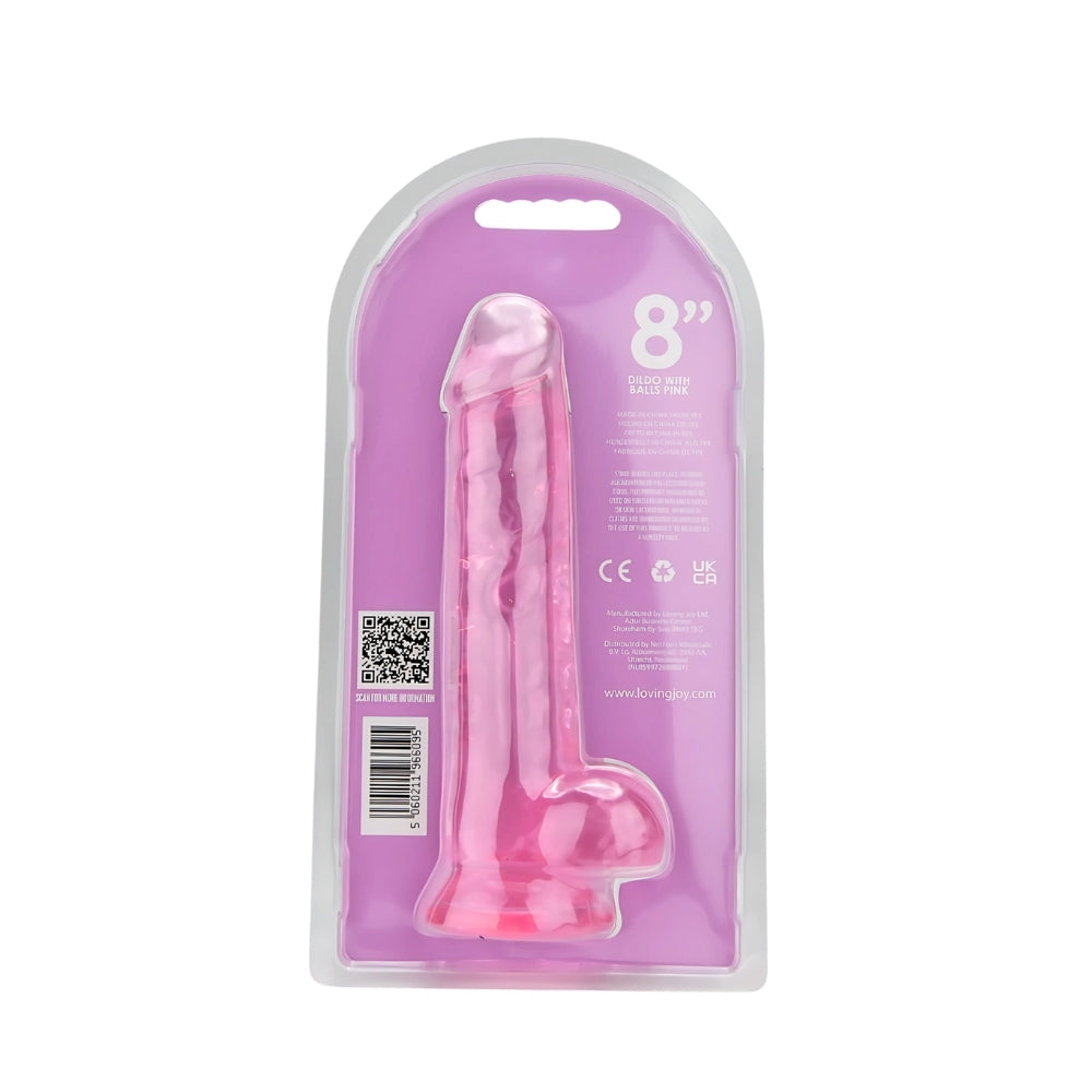 Loving Joy 8 Inch Dildo with Balls Pink
