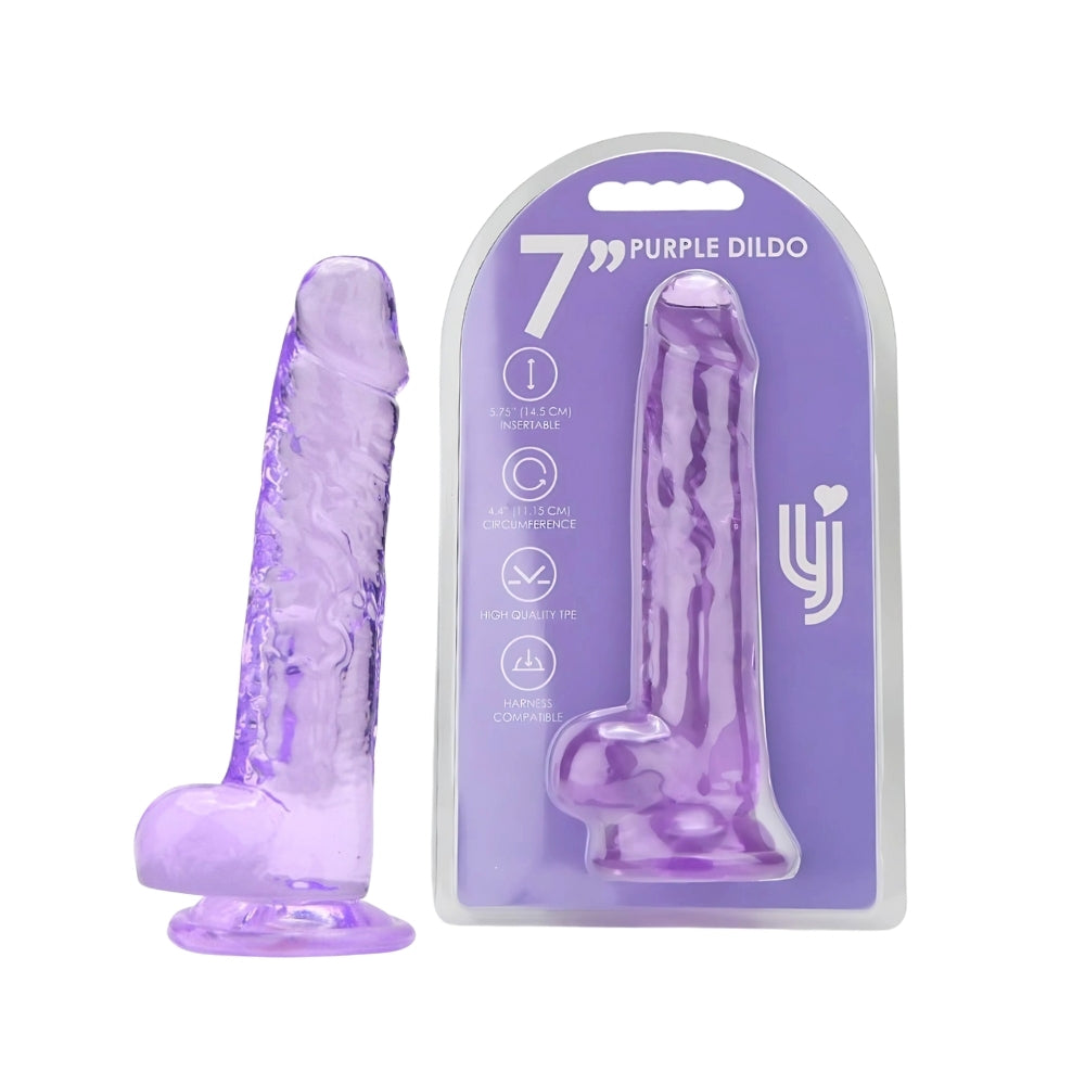 Loving Joy 7 Inch Dildo with Balls Purple