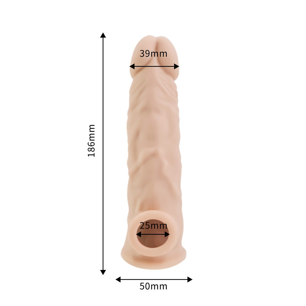 Rev-Sleeves 7.5 Inch Girthy Realistic Silicone Penis Extension Sleeve