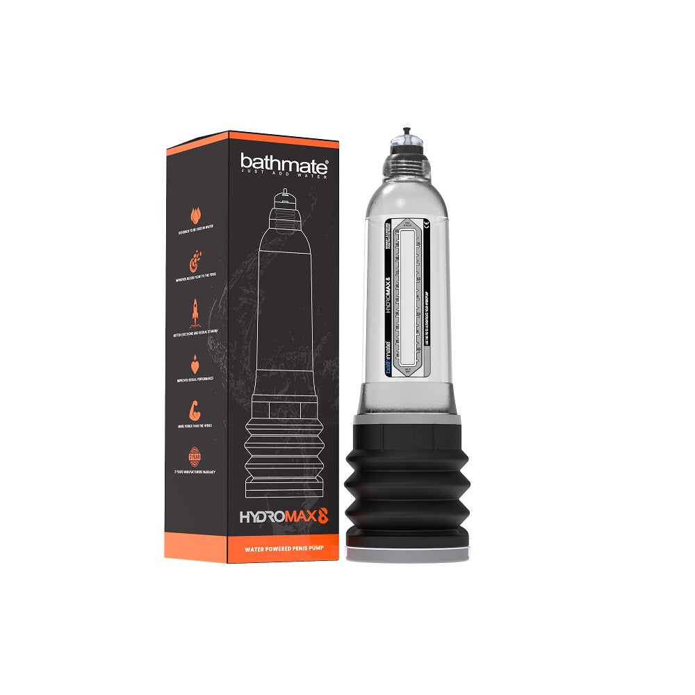Bathmate Hydromax 8 Penis Pump Clear | Front View | "Clear penis pump - front view"