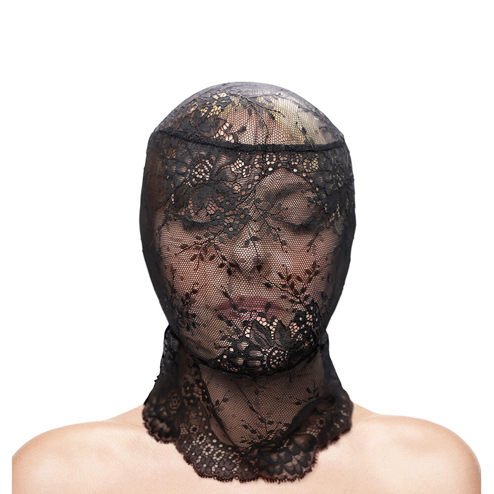 Fetish and Fashion Lace Hood|Product View|"Lace hood accessory - product view"