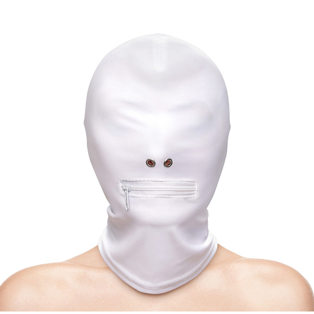 Fetish and Fashion Zipped Mouth Hood|Product View|"Zipped hood accessory - product view"
