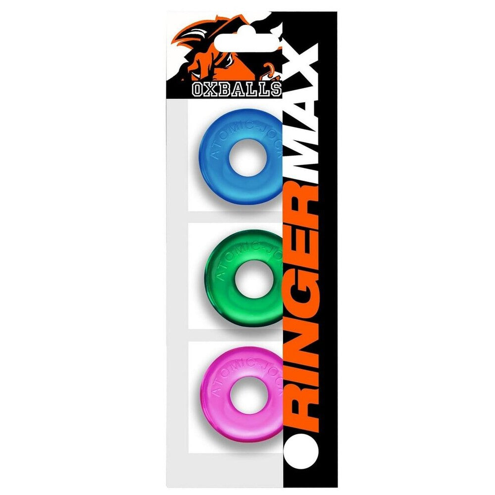 Oxballs Ringer Max Cockring 3 Pack Coloured|Set View|"Colored ring set - complete view"