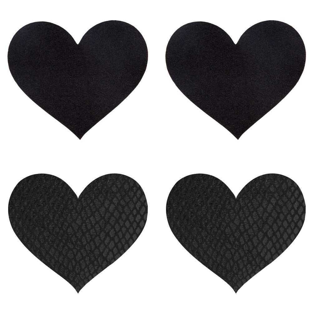 Peekaboo Pasties Black Hearts | Front View | "Black heart pasties - front view"