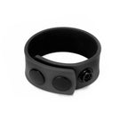 Prowler Red Silicone Adjustable Cock Strap Black | Front View | "Black cock strap - front view"