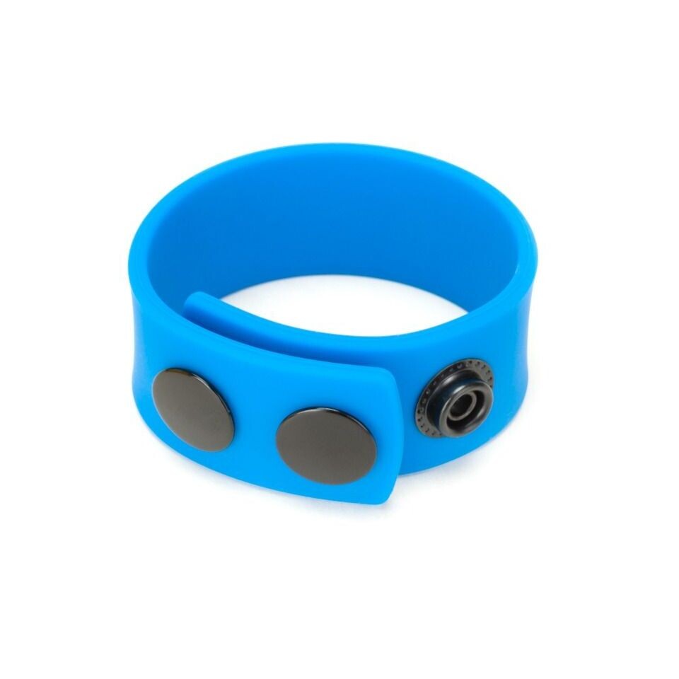 Prowler Red Silicone Adjustable Cock Strap Blue | Front View | "Blue cock strap - front view"