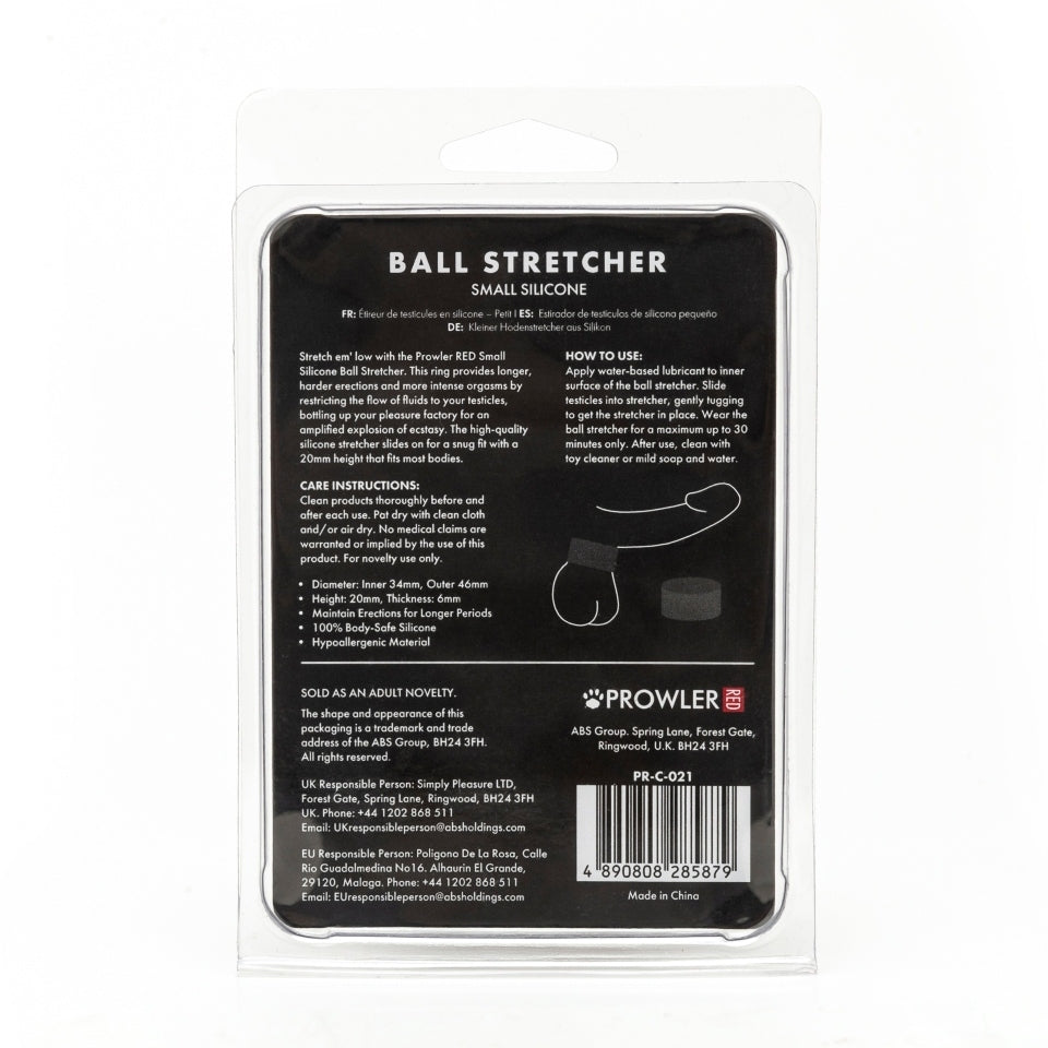 Prowler Red Small Silicone Ball Stretcher | Detail View | "Small ball stretcher - detail view"
