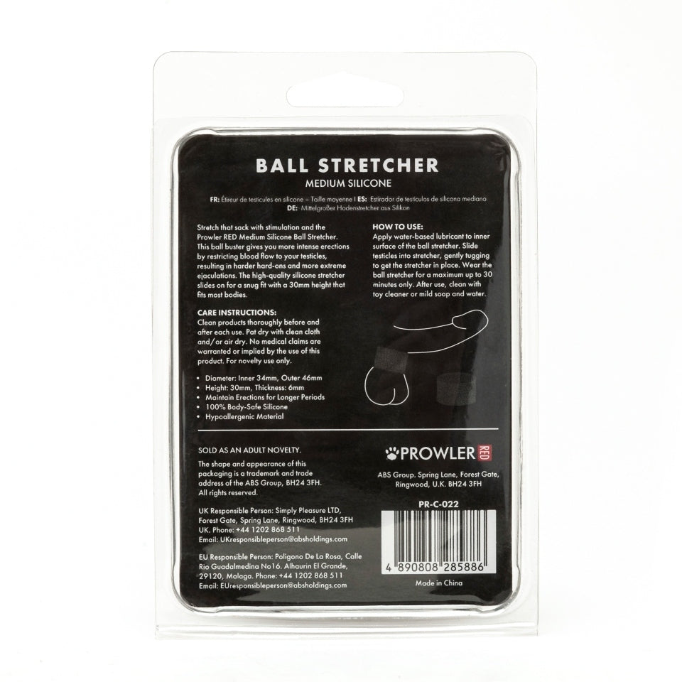 Prowler Red Medium Silicone Ball Stretcher | Detail View | "Medium ball stretcher - detail view"