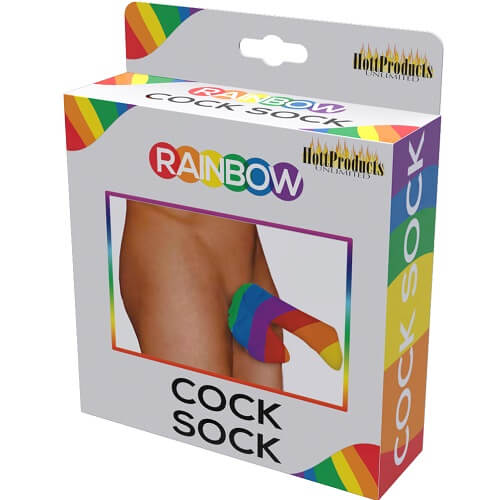 Rainbow-Cock-Sock|Front View|"rainbow striped cock sock - front view"