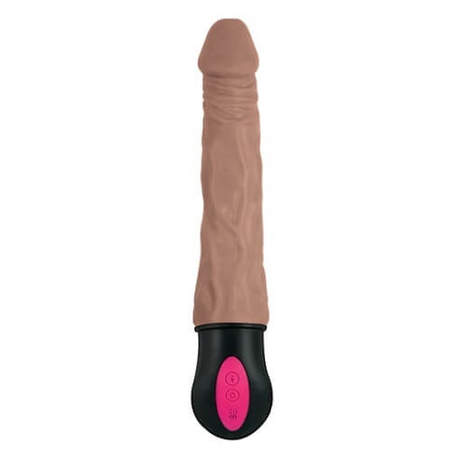 Realistic Warming 7 inch Vibrating Dildo Brown Adult Toys Direct