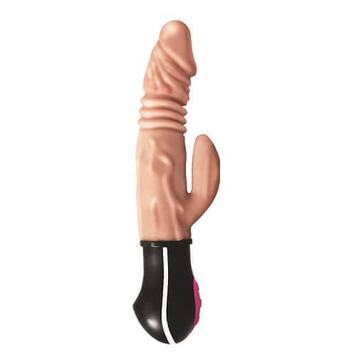 Realistic-Warming-Thrusting-Vibrating-Dildo|Front View|"flesh colored warming vibrating dildo - front view"