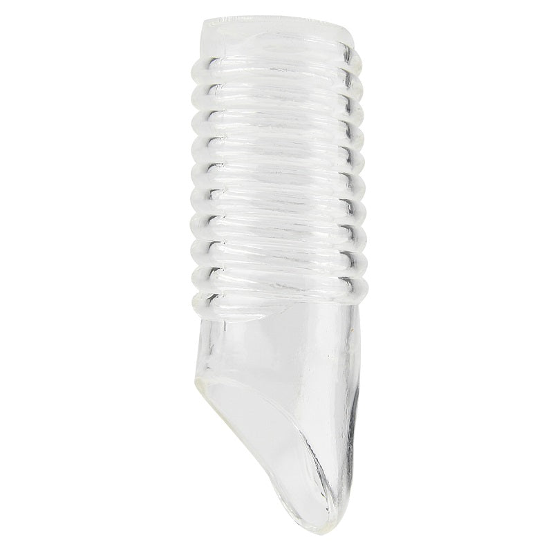 Rev-Sleeves Ribbed Penis Sleeve with Ball Loop | Front View | "ribbed penis enhancer - front view"