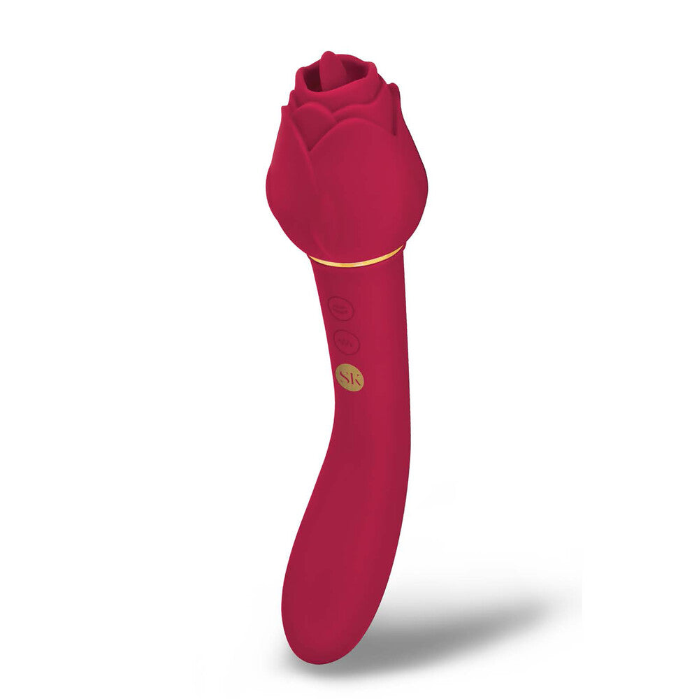 Secret Kisses Rosegasm Lingo Dual Ended | Front View | "Dual ended massager - front view"