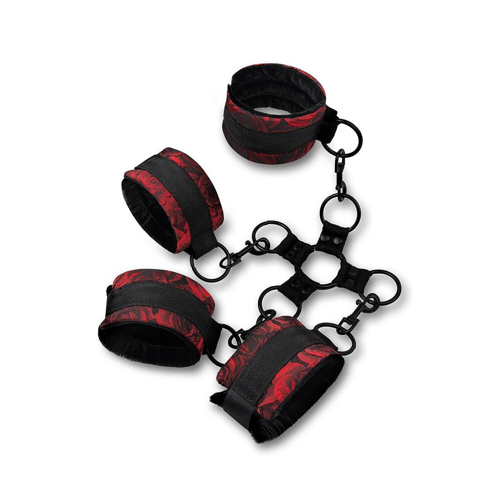 Secret Kisses Rosegasm Hogtie Set | Front View | "Rose hogtie set - front view"