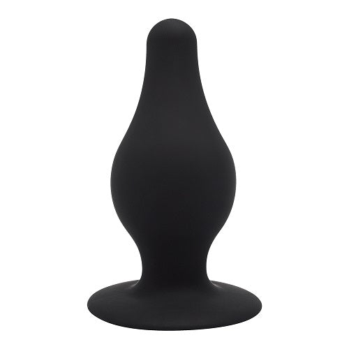 SilexD Dual Density Tapered Silicone Butt Plug Large | Main View | "large black silicone butt plug with tapered design - main view"