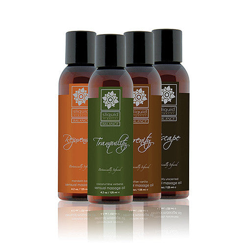 Sliquid Balance Collection Massage Oil 4.2oz | Front View | Natural massage oil