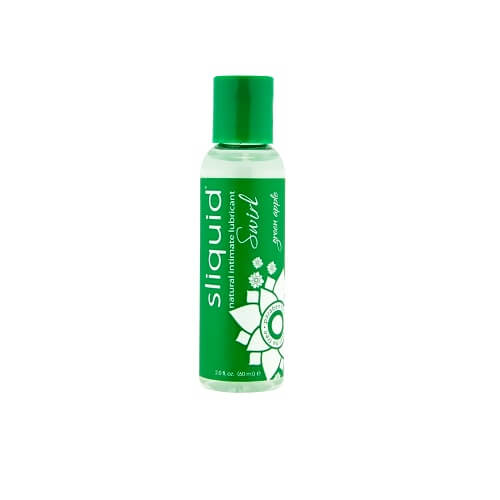 Sliquid-Naturals-Swirl-Flavoured-Lubricants-Green-Apple-59ml|Front View|"green apple flavored lubricant bottle - front view"