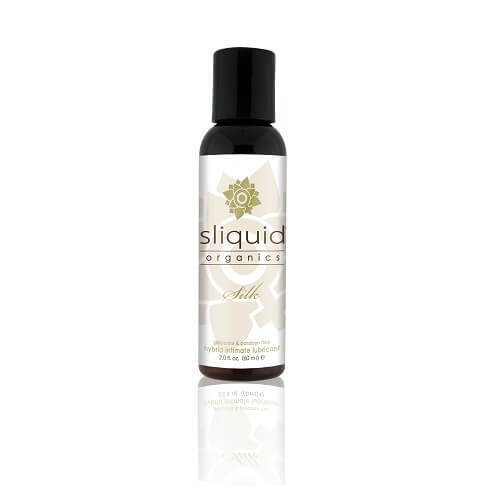 Sliquid-Organics-Silk-Hybrid-Lubricant-59ml|Front View|"organic hybrid lubricant in clear bottle - front view"