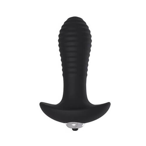Spiral-Silicone-Anal-Vibrator|Front View|"spiral textured anal vibrator - front view"
