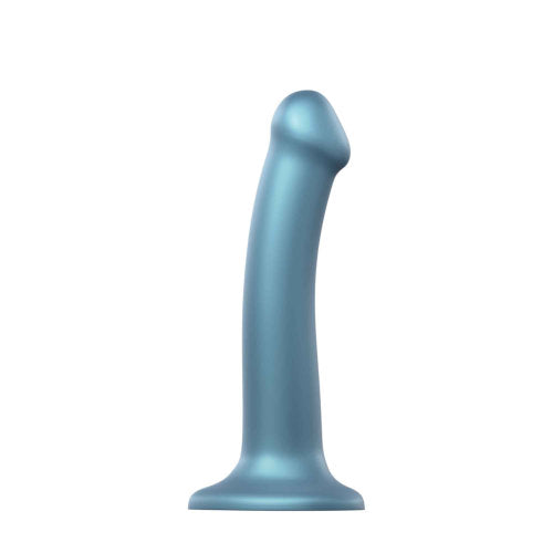 Strap-on-Me Duck Egg Blue Metallic Shine Mono Density Dildo Medium | Main View | "medium blue metallic dildo - main view"