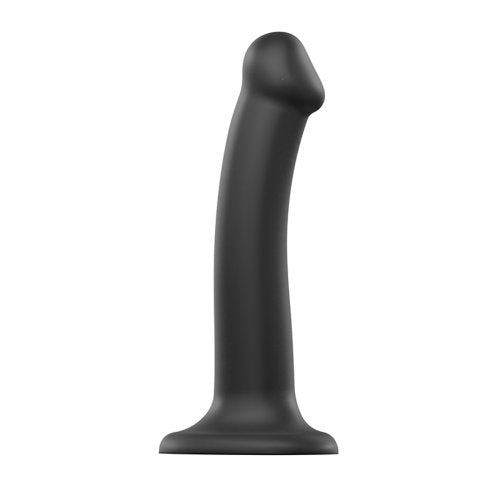 Strap-on-Me Semi-Realistic Dual Density Bendable Dildo Black Medium | Main View | "medium black bendable dildo - main view"