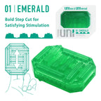 Tenga UNI Emerald Sleeve Masturbator | Front View | "Emerald sleeve masturbator - front view"