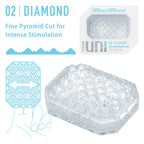 Tenga UNI Diamond Sleeve Masturbator | Front View | "Diamond sleeve masturbator - front view"
