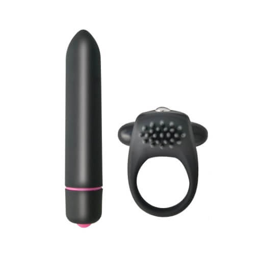 Vibrating Cockring and 10 Function Bullet Couples Kit Adult Toys Direct