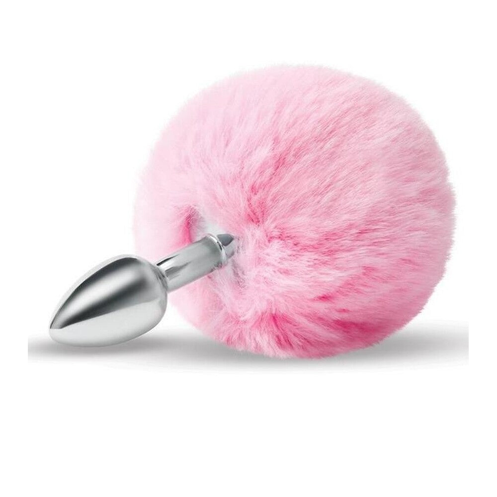 Furry Tales Pink Bunny Tail Butt Plug | Front View | "Pink bunny plug - front view"