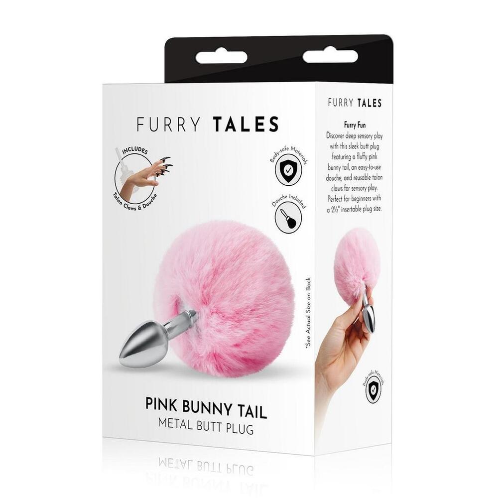 Furry Tales Pink Bunny Tail Butt Plug | Detail View | "Pink bunny plug - detail view"