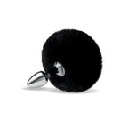 Furry Tales Black Bunny Tail Butt Plug | Front View | "Black bunny plug - front view"