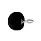 Furry Tales Black Bunny Tail Butt Plug | Side View | "Black bunny plug - side view"