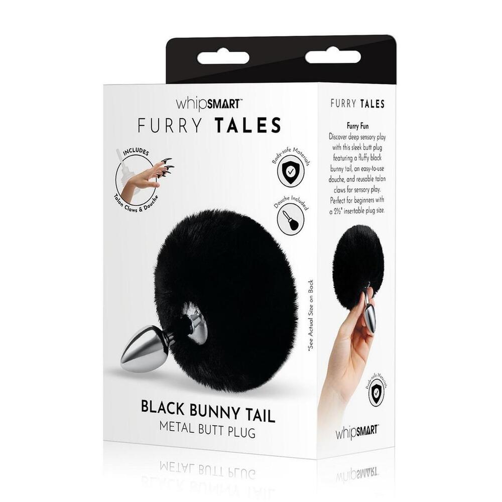 Furry Tales Black Bunny Tail Butt Plug | Detail View | "Black bunny plug - detail view"