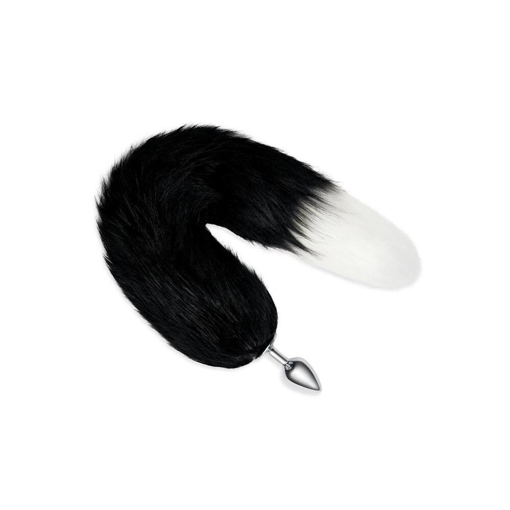 Furry Tales Black Foxtail Butt Plug | Front View | "Black fox plug - front view"