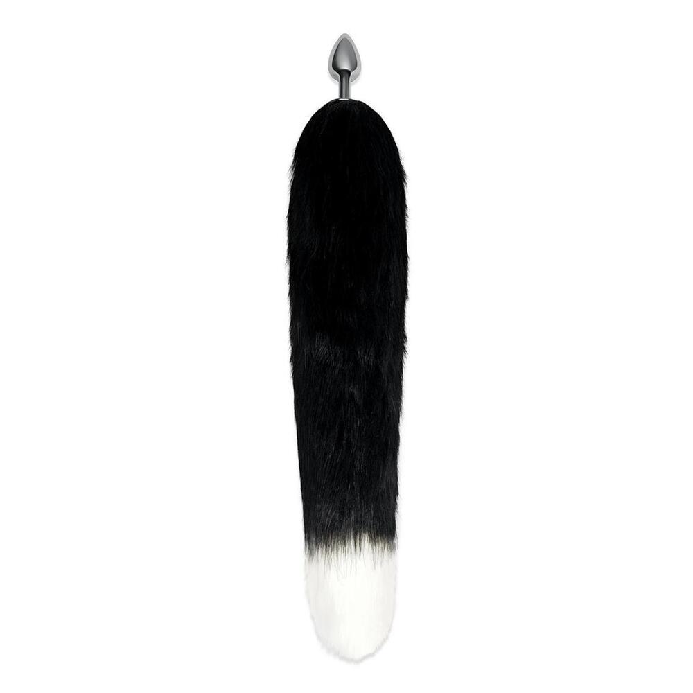Furry Tales Black Foxtail Butt Plug | Side View | "Black fox plug - side view"