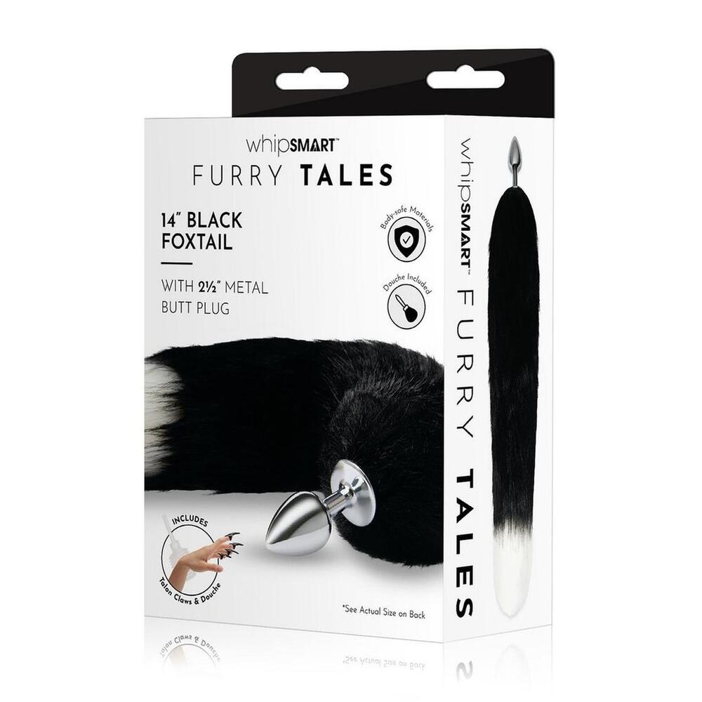 Furry Tales Black Foxtail Butt Plug | Detail View | "Black fox plug - detail view"