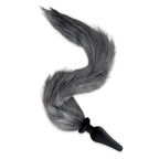 Furry Tales Grey Foxtail Butt Plug | Front View | "Grey fox plug - front view"