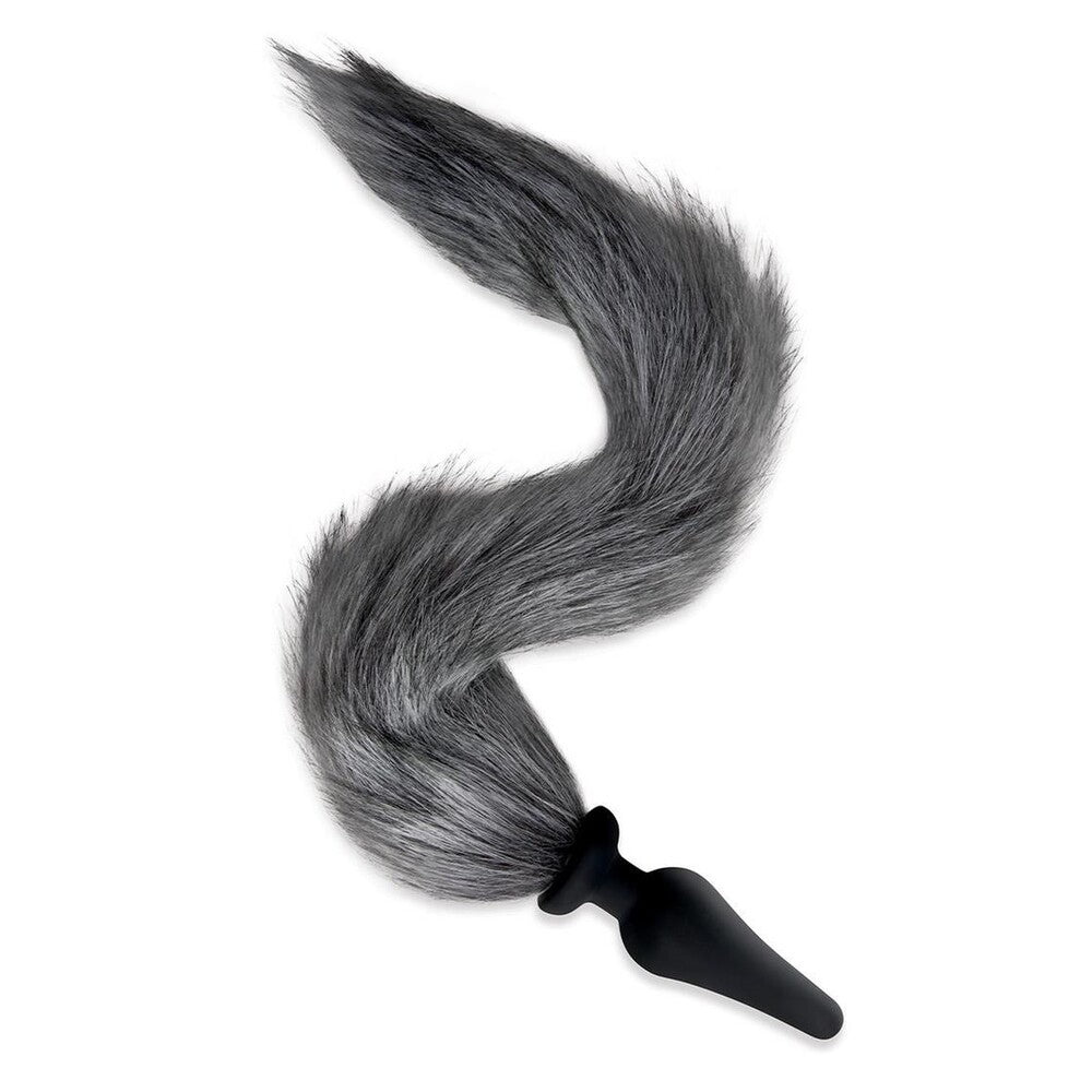 Furry Tales Grey Foxtail Butt Plug | Front View | "Grey fox plug - front view"