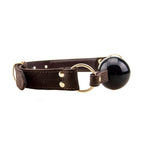 BOUND Nubuck Leather Solid Ball Gag | Detail View | Close-up of ball and strap connection
