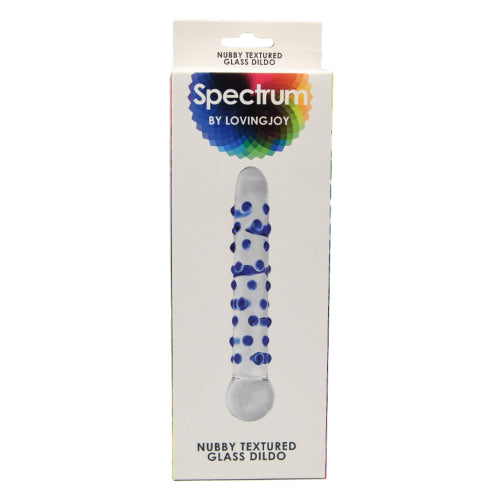 Spectrum-Ribbed-Glass-Dildo|Package View|"ribbed dildo packaging - package view"