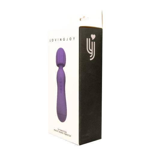 Loving-Joy-10-Function-Magic-Wand-Vibrator-Purple|Side|"flexible head joint - side view"
