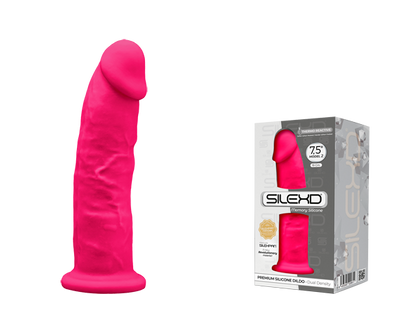 SilexD 9 inch Realistic Silicone Dual Density Dildo with Suction Cup Pink