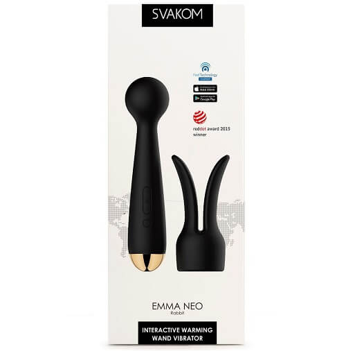 Svakom-Emma-Neo-Interactive-App-Controlled-Heating-Magic-Wand|Side|"handle and control panel - side view"