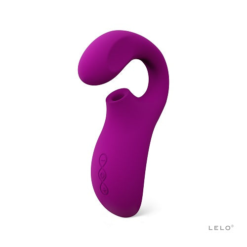 LELO Enigma Dual Stimulation Sonic Massager Deep Rose | Angle View | "sonic massager shown at angle - angle view"