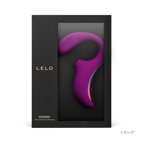 LELO Enigma Dual Stimulation Sonic Massager Deep Rose | Side View | "sonic massager shown from side - side view"