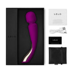 LELO Smart Wand 2 Medium Deep Rose | Side View | "deep rose wand vibrator - side view"