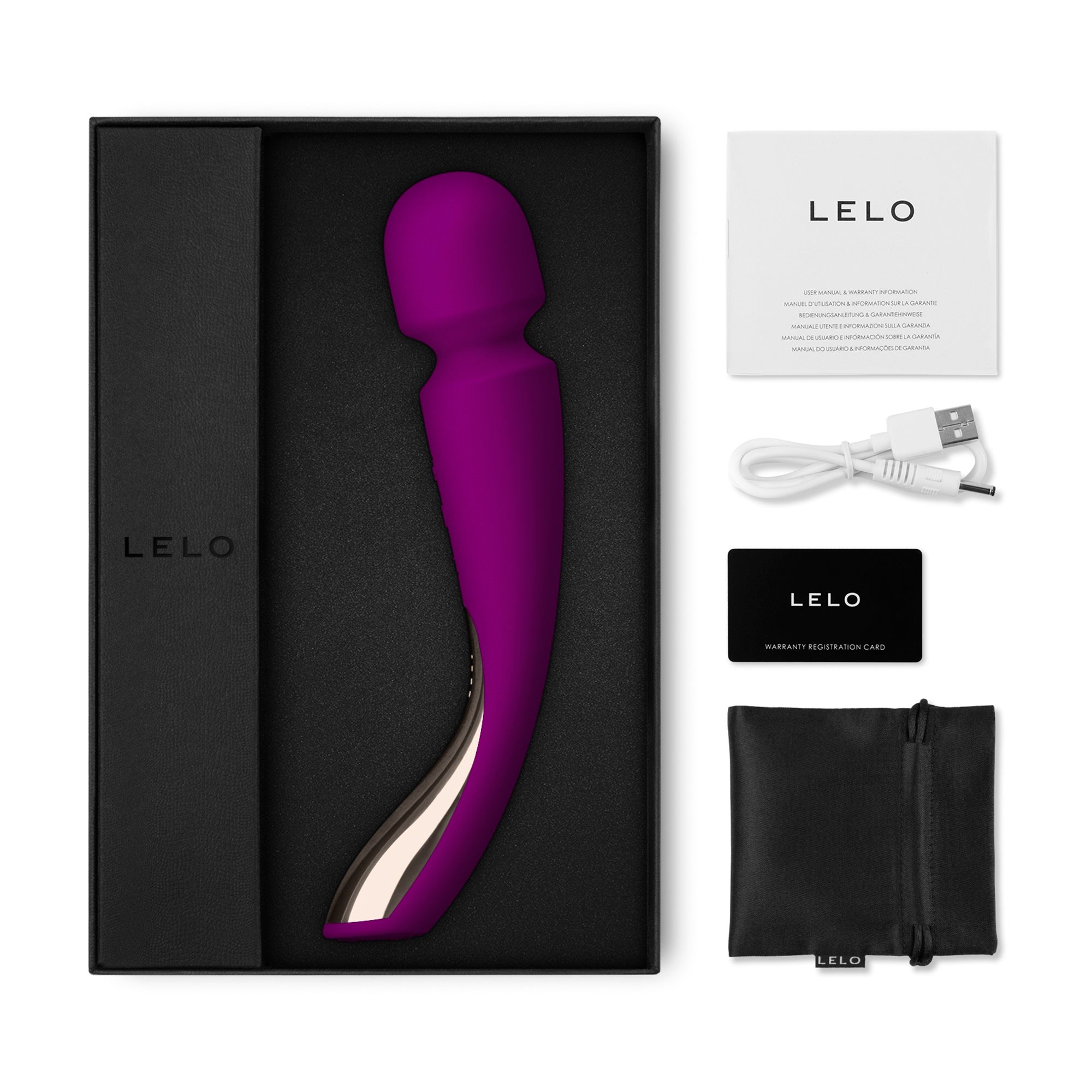 LELO Smart Wand 2 Medium Deep Rose | Side View | "deep rose wand vibrator - side view"