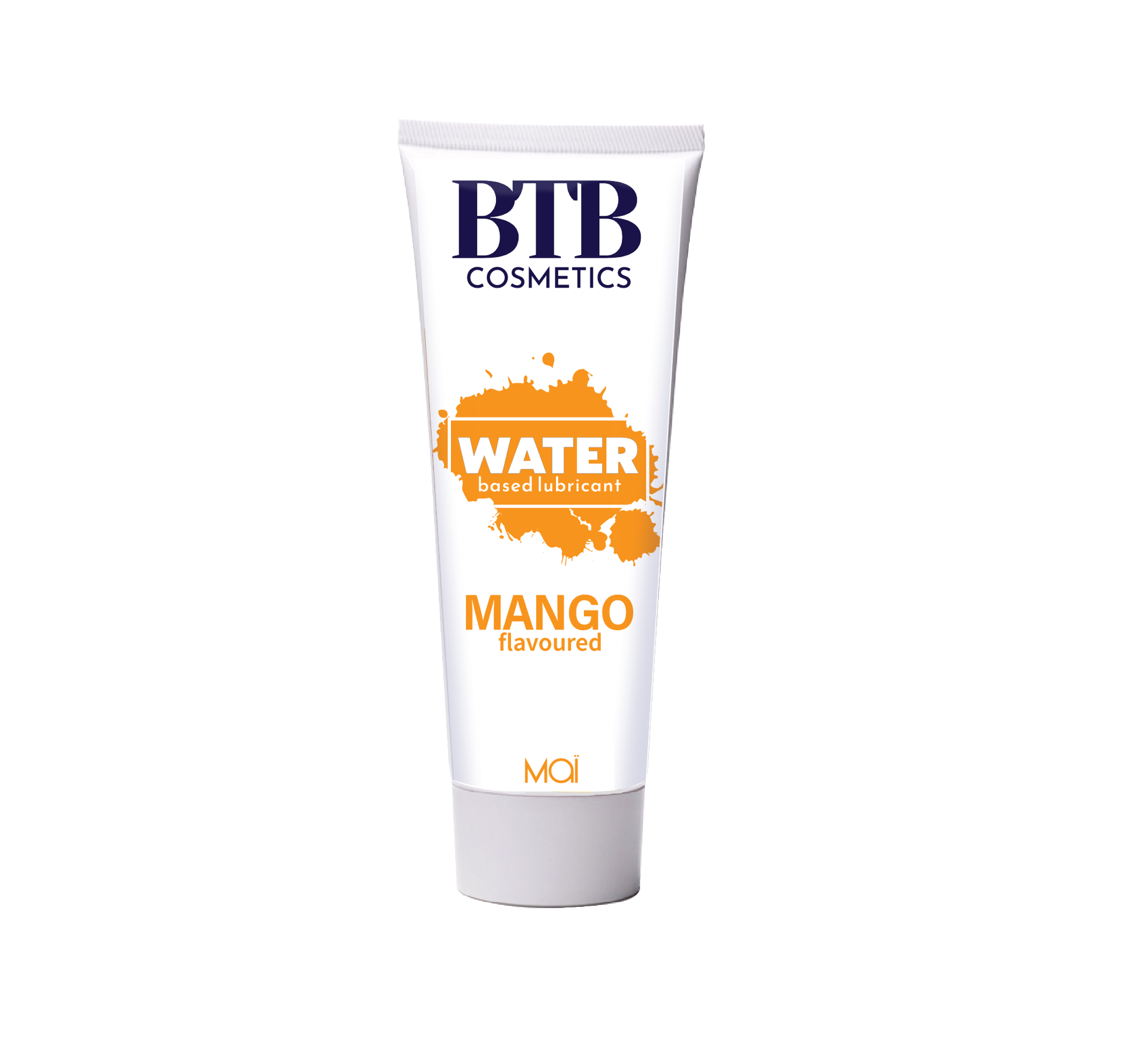 BTB Water Based Lubricant Mango 100ml | Front View | "mango water lubricant - front view"