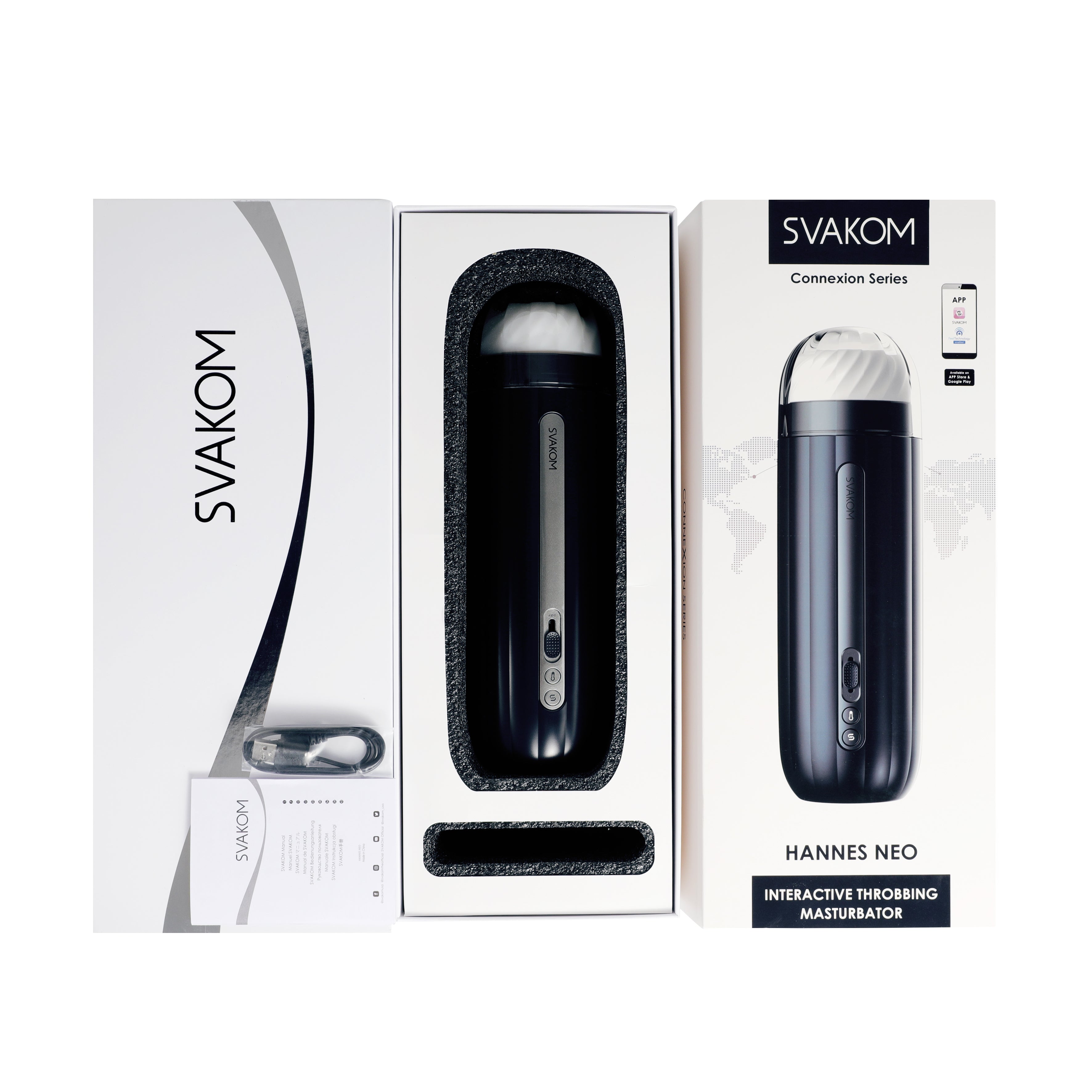 Svakom Hannes Neo Heat Vibrating Male Masturbator | Back View | "premium male pleasure device - back view"