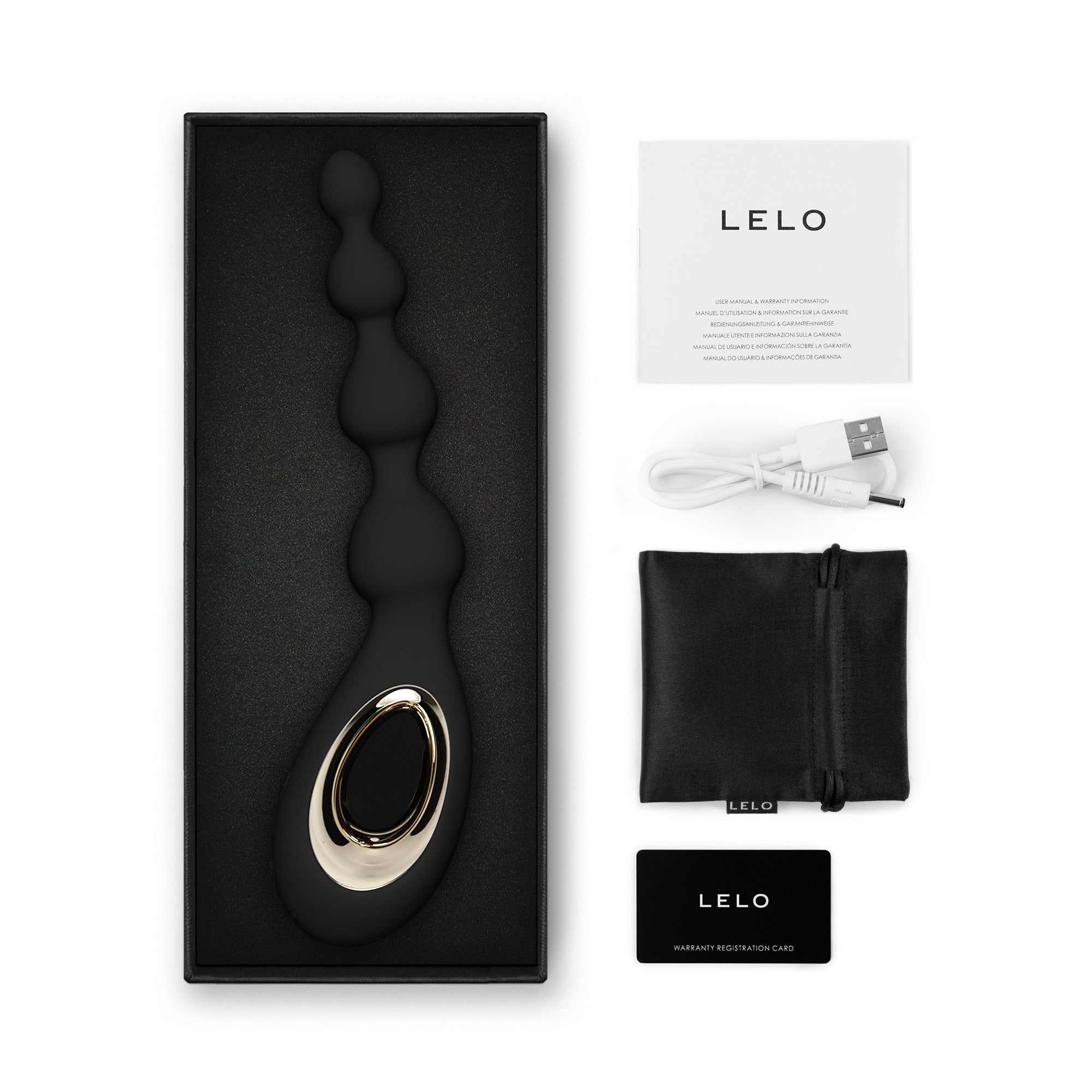 LELO Soraya Anal Beads Black|Back View|"premium anal beads - back view"